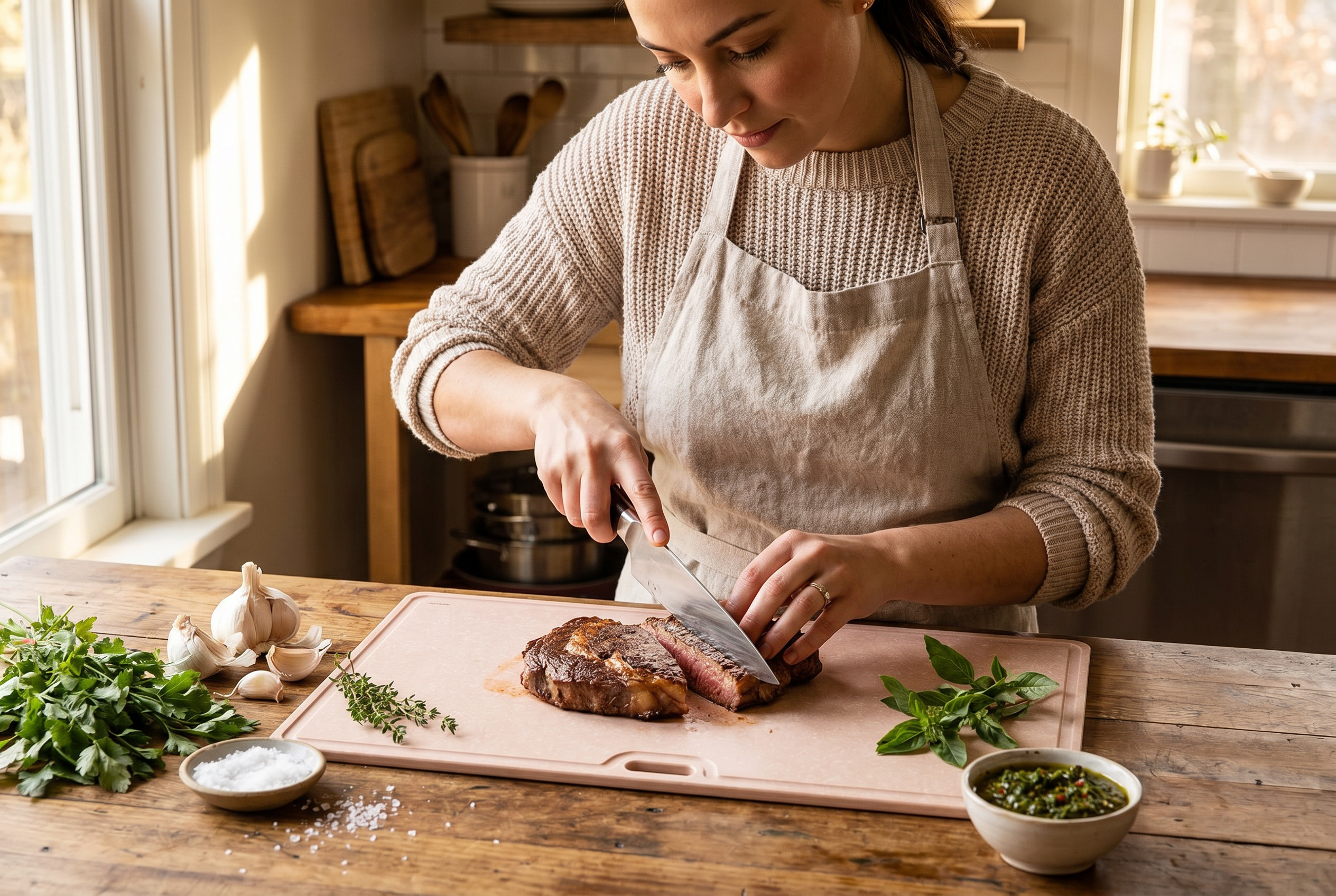 Converta Premium Big Game Chopping Board — large wooden cutting board on kitchen counter